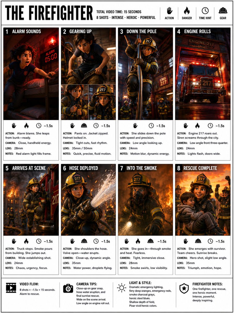 Firefighter storyboard infographic