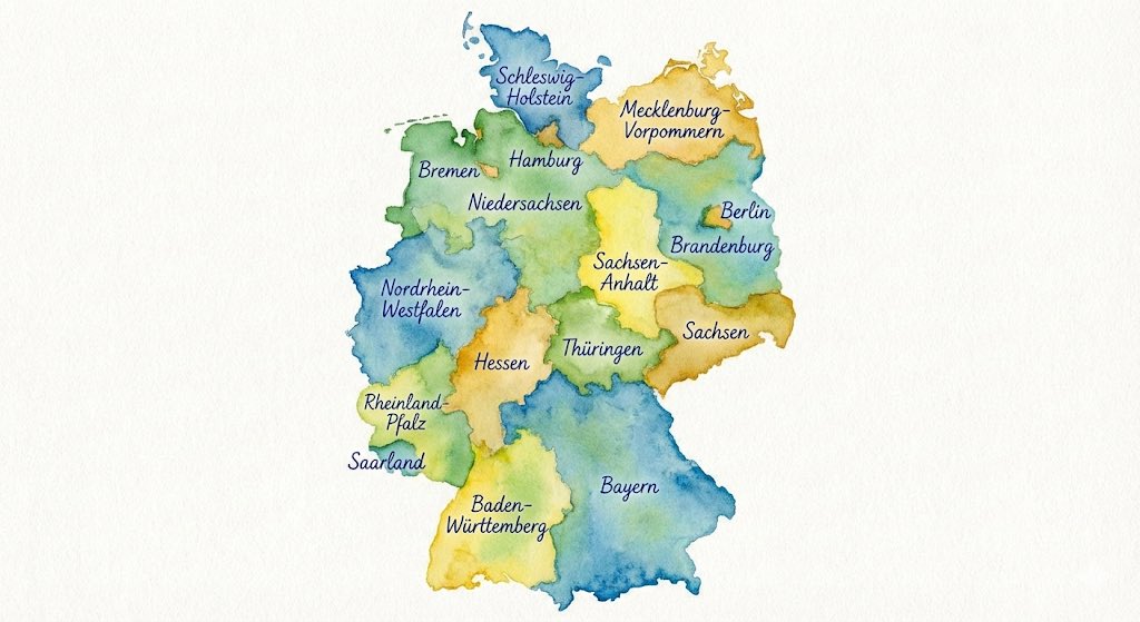 Watercolor map of Germany